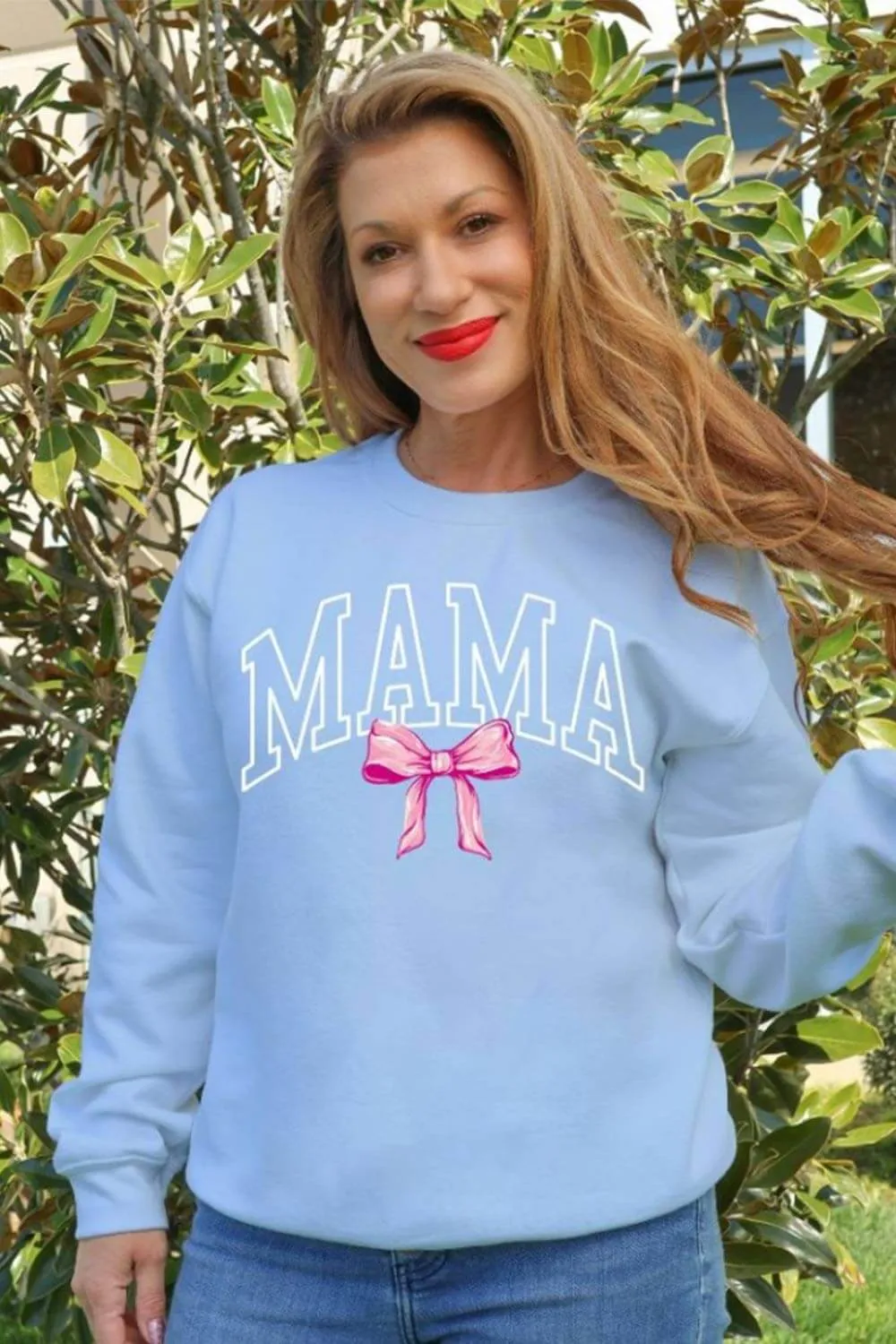Simply Southern Mama Fleece Crewneck for Women in Blue | CREW-MAMA-LTBLUE sold by Glik’s