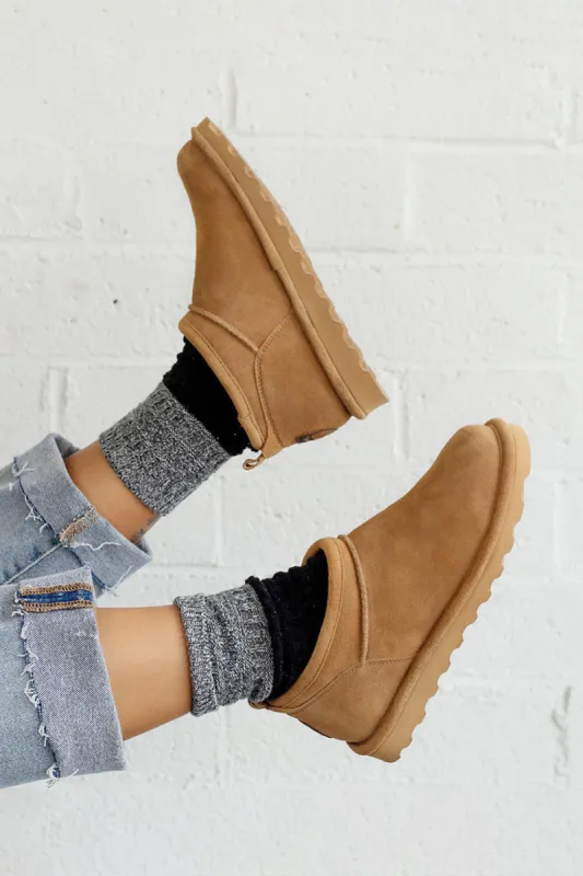 Bearpaw Super Shorty Ankle Booties for Women in Iced Coffee | 3049W-243 ICED COFFEE sold by Glik’s