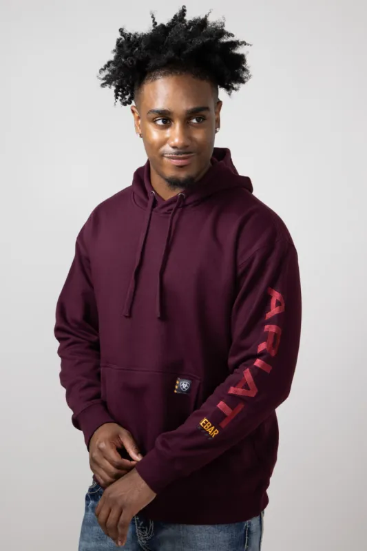 Ariat Rebar Graphic Hoodie for Men in Malbec | 10046663-MALBEC sold by Glik’s