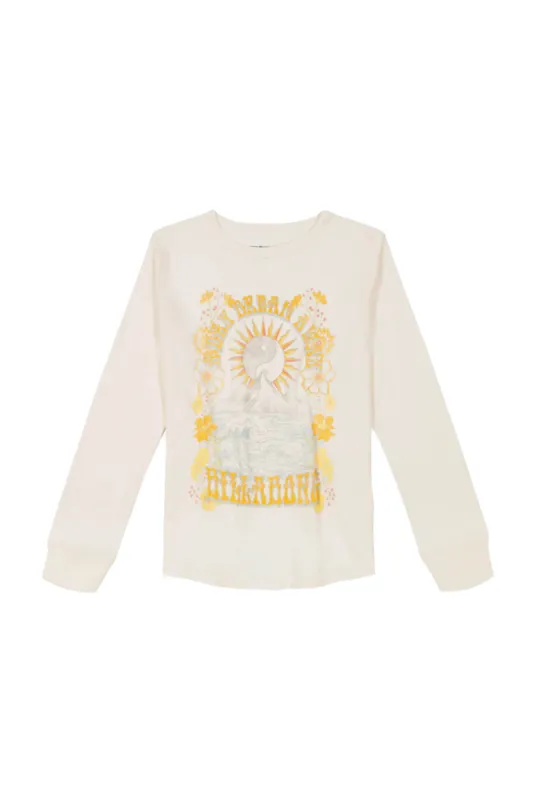 Billabong Youth Day Dream Away Graphic Long Sleeve T-Shirt for Girls in Salt Crystal | BSFHA14S-680-SALT made by Glik’s