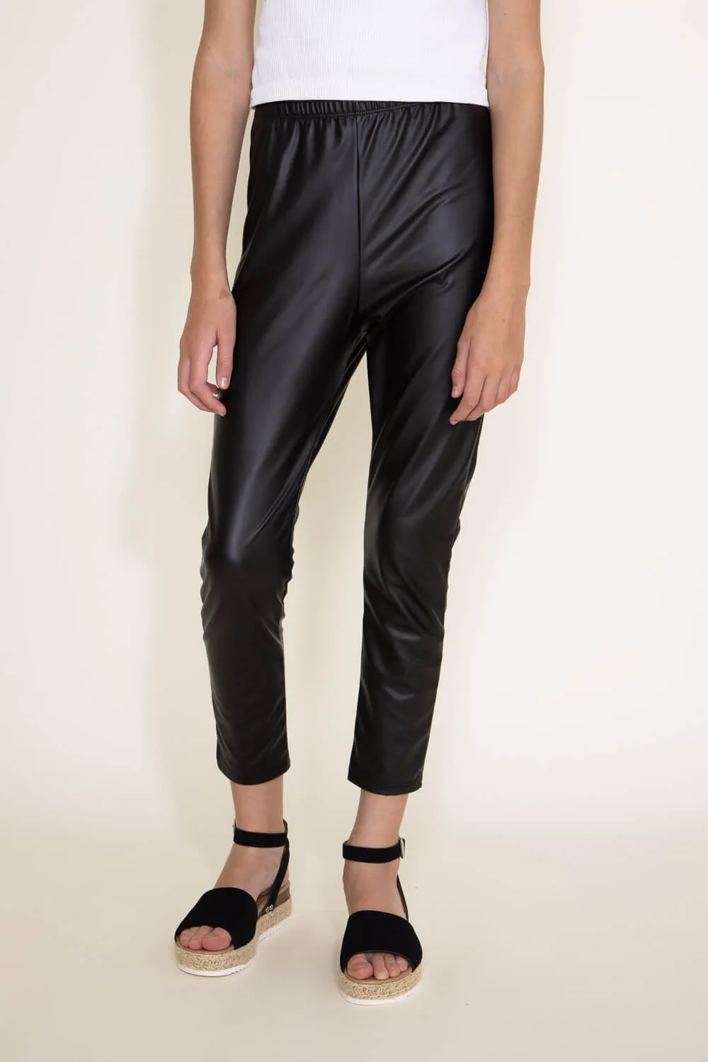 Youth Leather Leggings for Girls in Black | D4771K-GLK sold by Glik’s