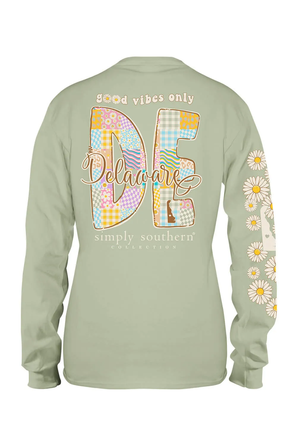 Simply Southern Long Sleeve Delaware T-Shirt for Women in Sage | LS-STATE-DE-SAGE sold by Glik’s product image thumbnail 3