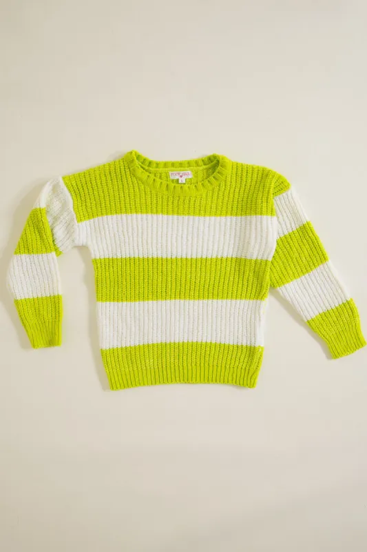 Youth Rugby Striped Sweater for Girls in Lime Green | 99450JK-LIM sold by Glik’s