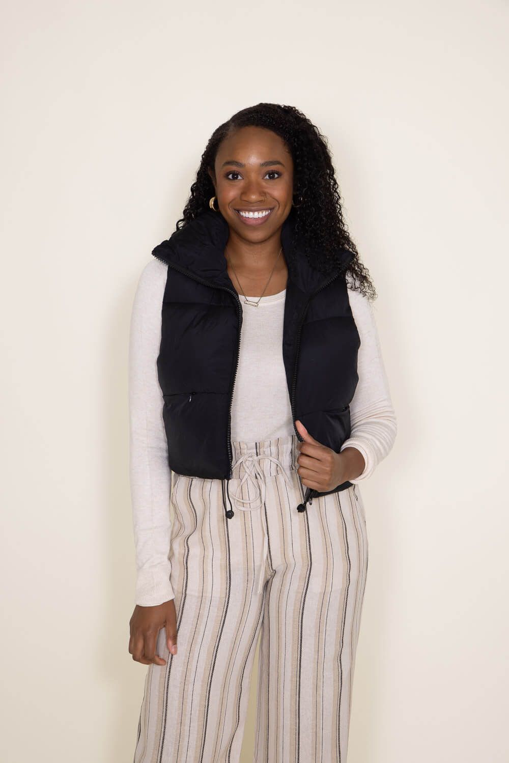 Simply Southern Cropped Puffer Vest for Women in Black | PP-0223-PUFFY-VEST-BLK sold by Glik’s product image thumbnail 4