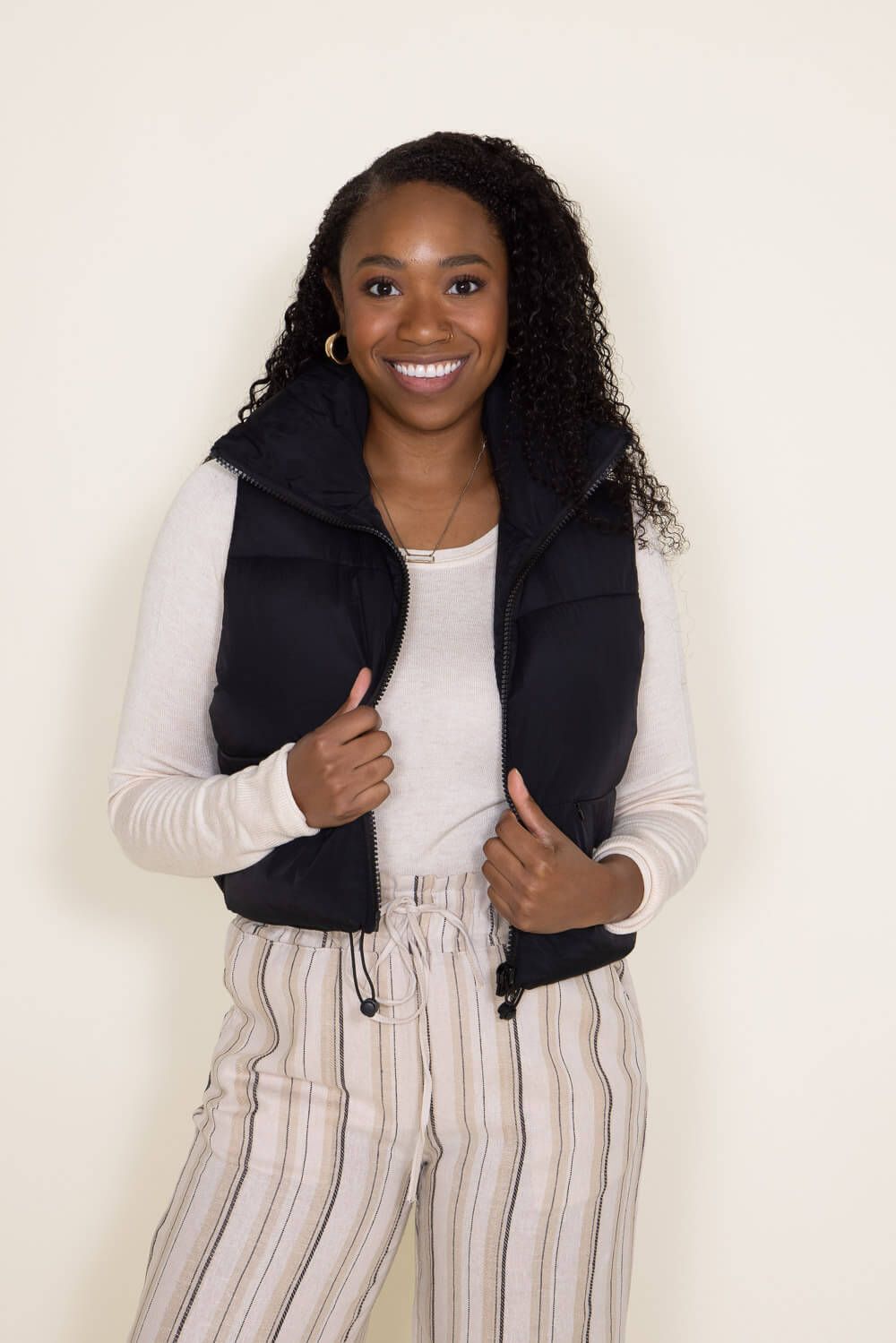 Simply Southern Cropped Puffer Vest for Women in Black | PP-0223-PUFFY-VEST-BLK sold by Glik’s product image thumbnail 2