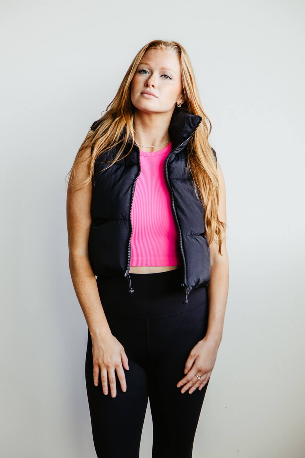 Simply Southern Cropped Puffer Vest for Women in Black | PP-0223-PUFFY-VEST-BLK sold by Glik’s