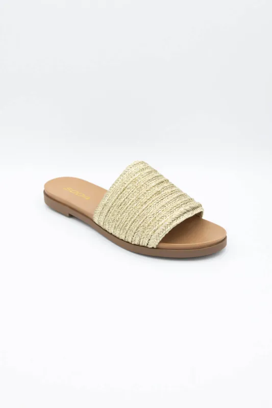 Soda Fate Slides for Women in Gold | FATE-S GOLD sold by Glik’s