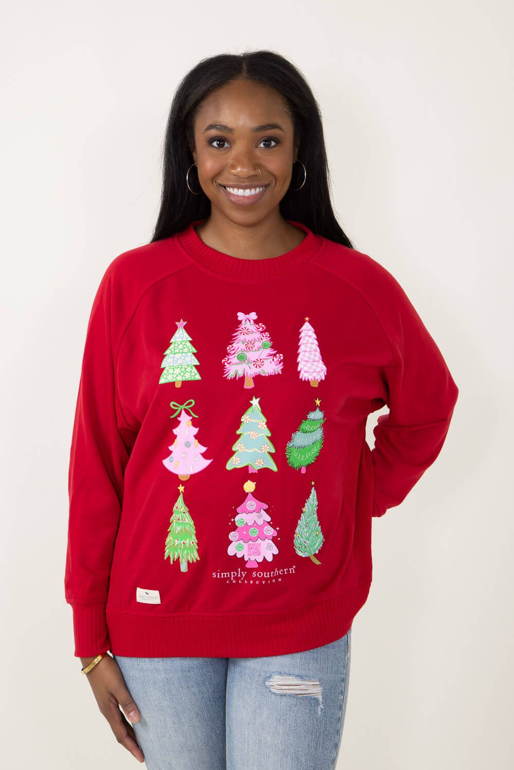 Simply Southern Christmas Tree Sweatshirt for Women in Red | RCREW-TREE-SCARLET sold by Glik’s product image thumbnail 3