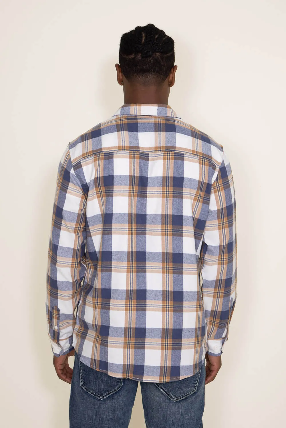 Plaid Flannel Shirt for Men in Ecru | TJ8281-GL-ECRU sold by Glik’s product image thumbnail 2