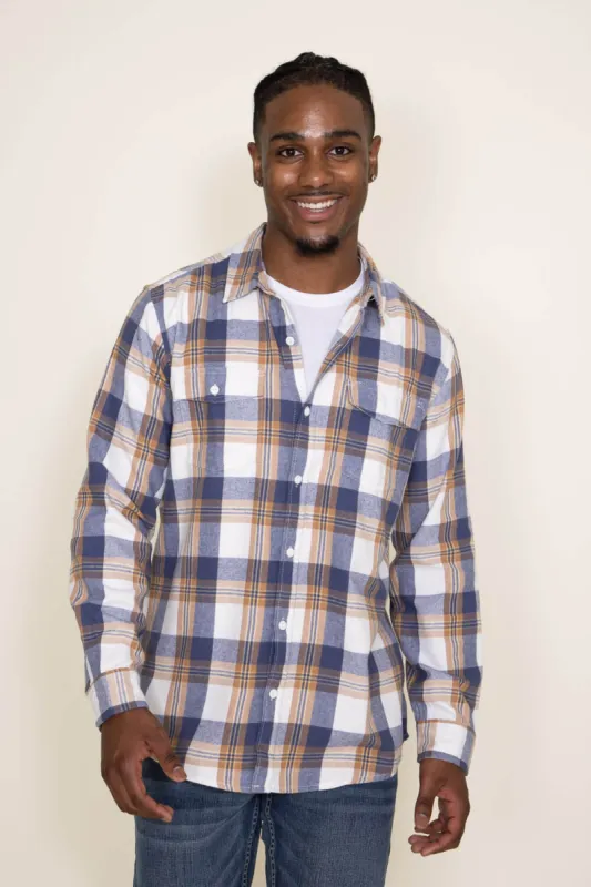 Plaid Flannel Shirt for Men in Ecru | TJ8281-GL-ECRU sold by Glik’s