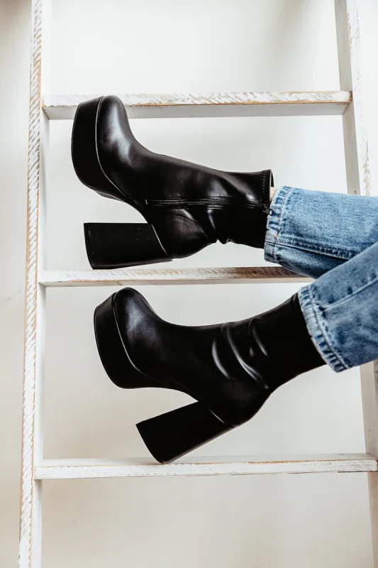 Soda Assign Platform Booties for Women in Black | ASSIGN-S BLACK sold by Glik’s