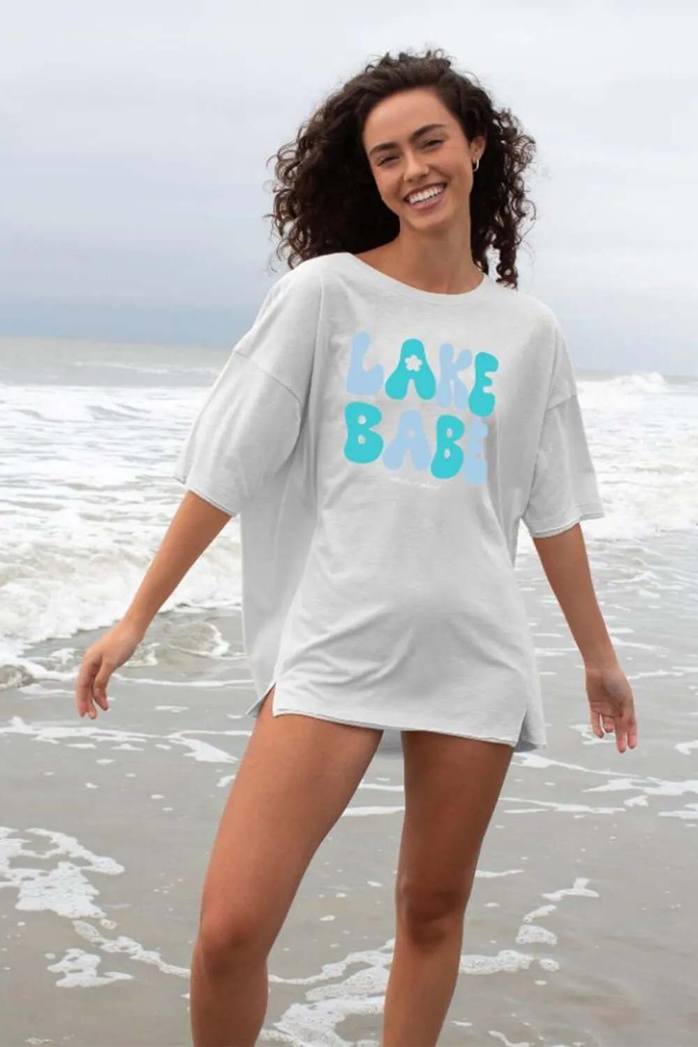 Simply Southern Lake Babe T-Shirt for Women in Grey | BOXY-SS-LAKE-SILVER sold by Glik’s