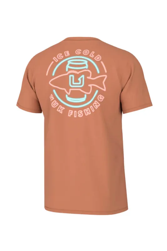 Huk Fishing Cold Bass T-Shirt for Men in Sunburn | H1000460-216-SUNBURN sold by Glik’s