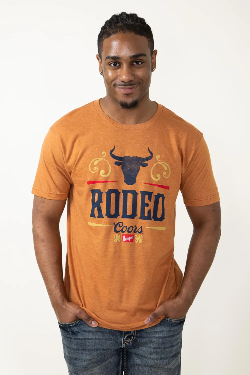 Brew City Coors Banquet Bull Rodeo T-Shirt for Men in Orange | 14870-814B sold by Glik’s