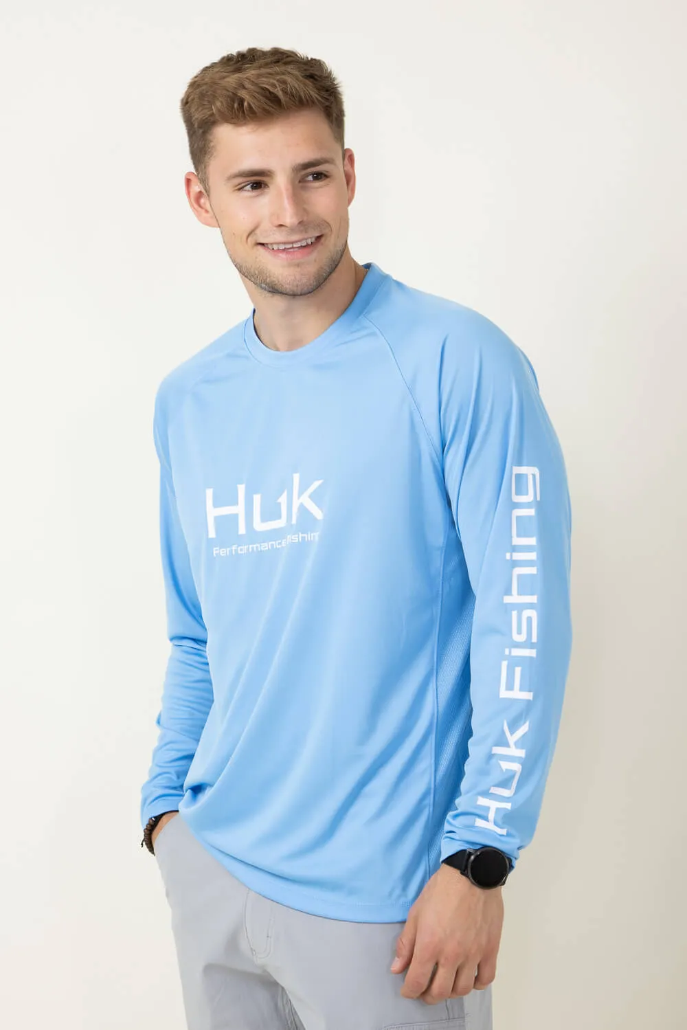 Huk Fishing Vented Pursuit Logo Graphic Long Sleeve Shirt for Men in Blue | H1200524-420-MAROLINABLUE sold by Glik’s product image thumbnail 3