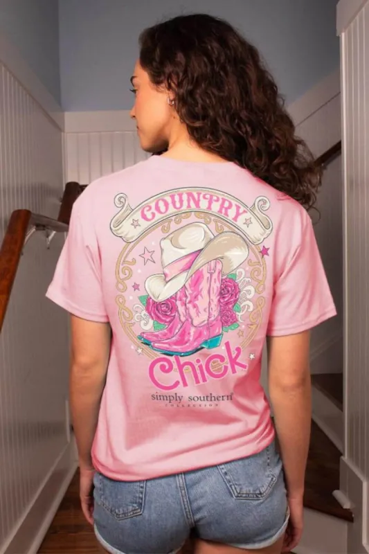 Simply Southern Country Chick T-Shirt for Women in Pink | SS-COUNTRYCHICK-LOTUS sold by Glik’s