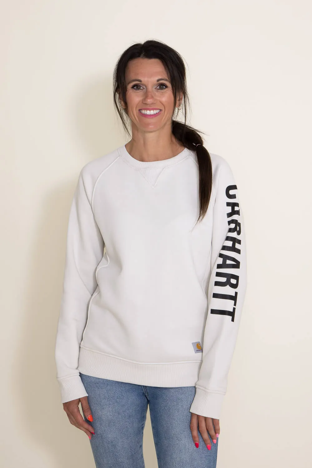 Carhartt Midweight Block Logo Sweatshirt for Women in White | 104410-W03 sold by Glik’s product image thumbnail 3