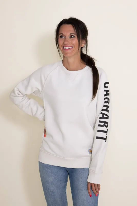 Carhartt Midweight Block Logo Sweatshirt for Women in White | 104410-W03 sold by Glik’s