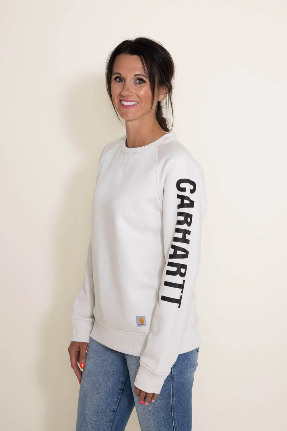 Carhartt Midweight Block Logo Sweatshirt for Women in White | 104410-W03 sold by Glik’s product image thumbnail 4