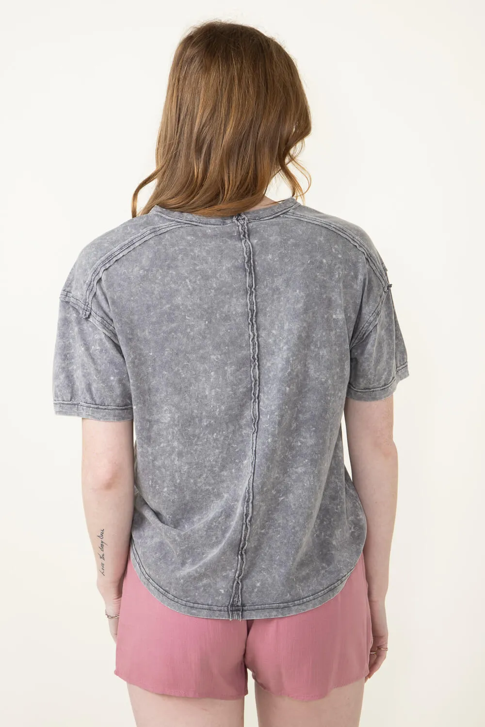 Mineral Wash Knit T-Shirt for Women in Charcoal | NT11108-CHARCOAL sold by Glik’s product image thumbnail 2