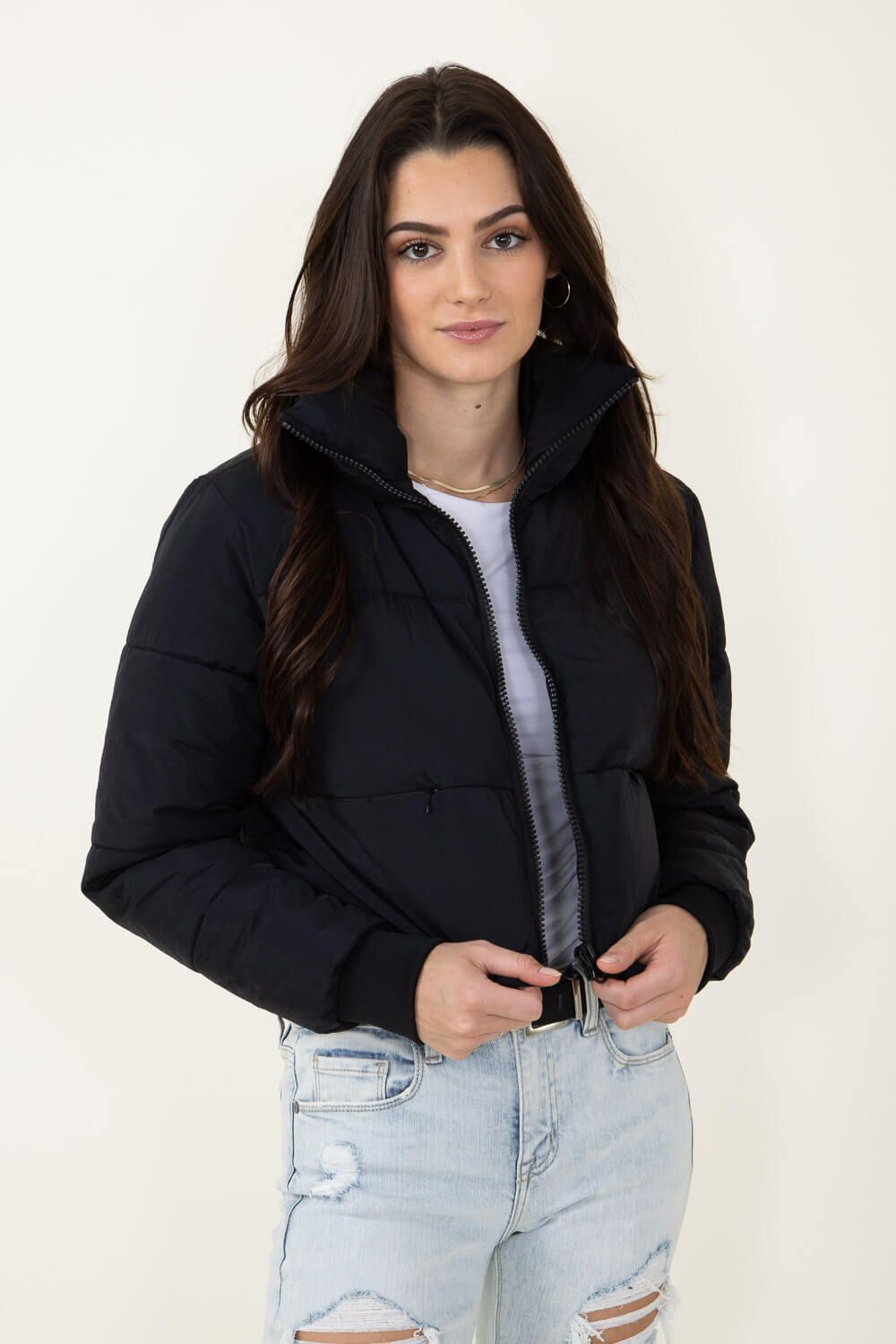 Simply Southern Cropped Puffer Jacket for Women in Black | PP-0223-PUFFY-JACKET-BLACK sold by Glik’s product image thumbnail 2