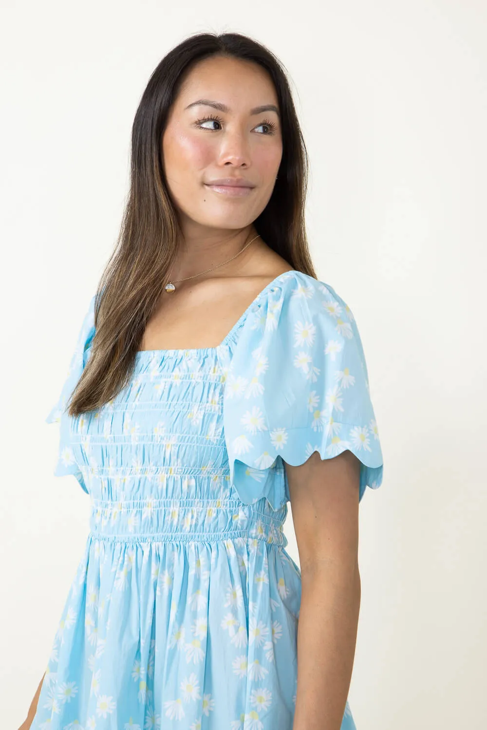 Simply Southern Scallop Dress for Women in Floral Blue | PP-0124-DRS-SCLP-FLORAL sold by Glik’s product image thumbnail 3