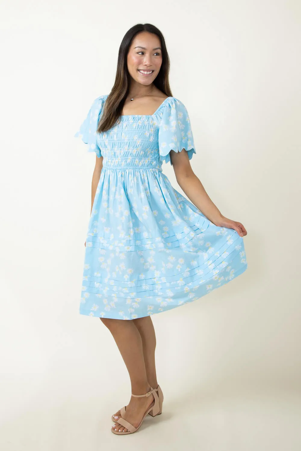 Simply Southern Scallop Dress for Women in Floral Blue | PP-0124-DRS-SCLP-FLORAL sold by Glik’s product image thumbnail 5