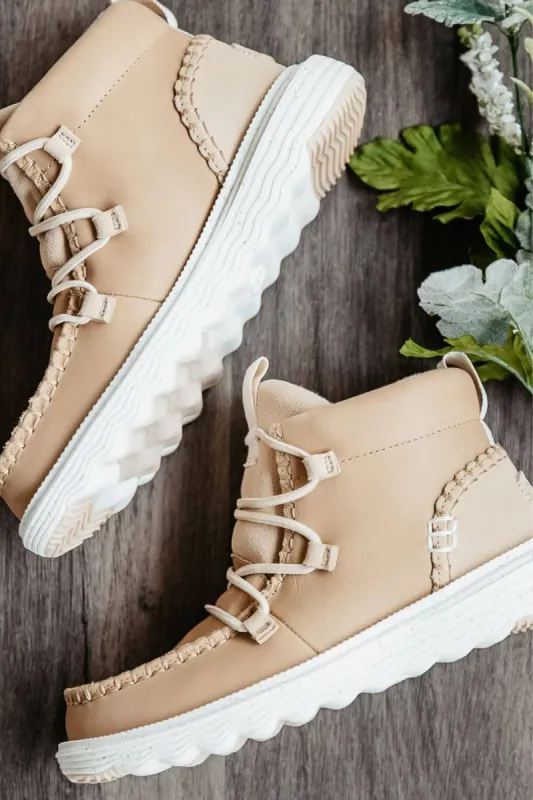 HEYDUDE Women’s Reyes Lace Up Leather Booties in Taupe | 40183-214 sold by Glik’s