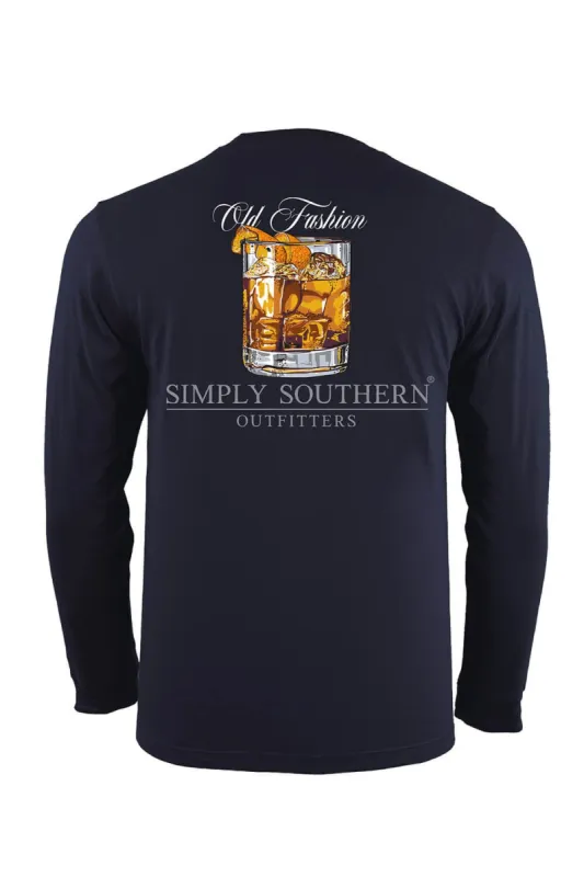 Simply Southern XXL Long Sleeve Old Fashion Whiskey T-Shirt for Men in Blue | ULS-OLDFSHN-NIGHTSKY-XXL sold by Glik’s