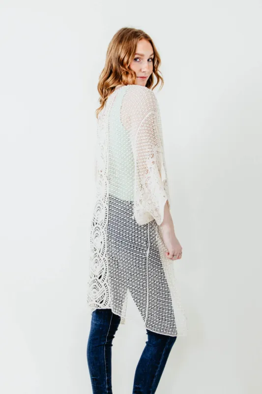Long Lace Kimono for Women in Ivory | ZLC310142IVY sold by Glik’s