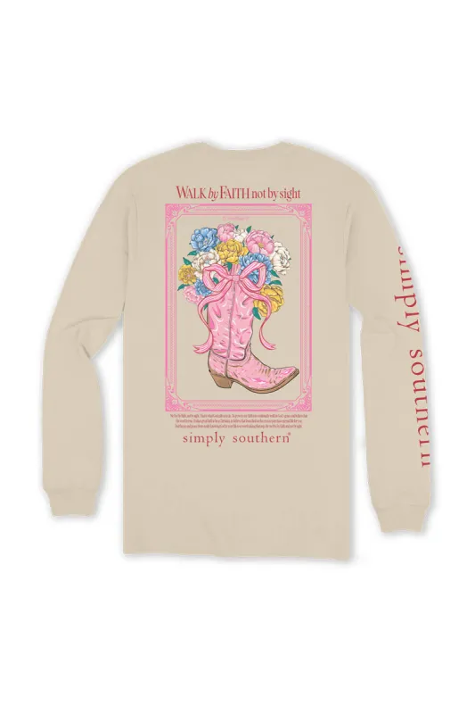 Simply Southern Plus Size Long Sleeve Walk By Faith T-Shirt for Women in Whisper | EXT-LS-WALK-WHISPER sold by Glik’s