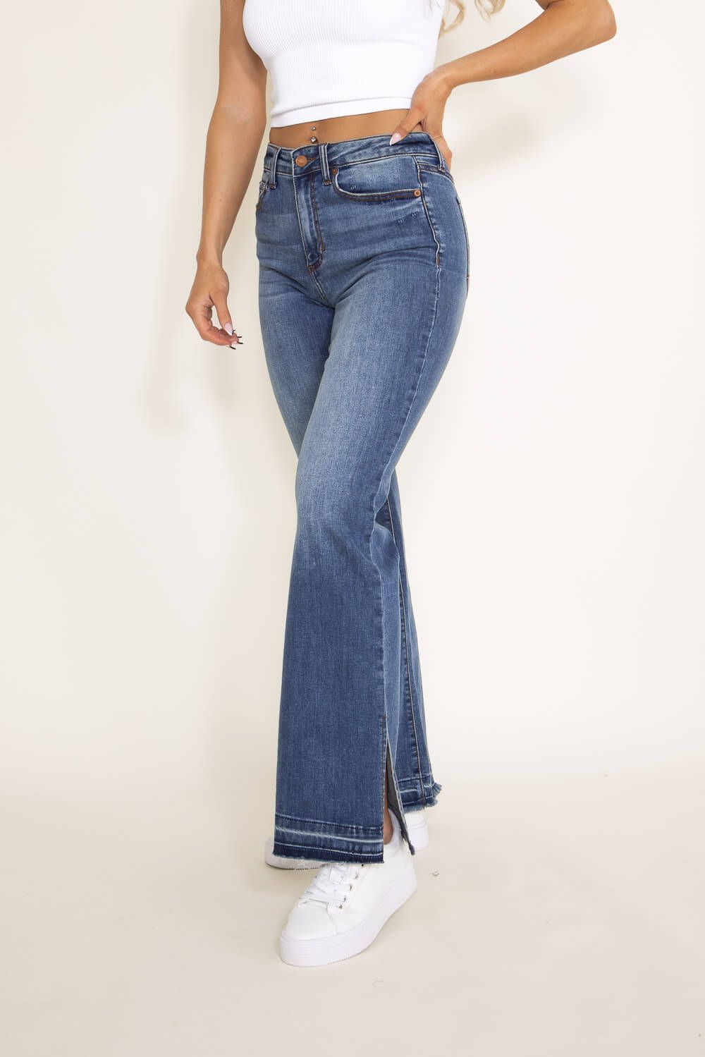 Sneak Peek Mid Rise Split Hem Bootcut Jeans for Women | SP-P12237 sold by Glik’s product image thumbnail 4
