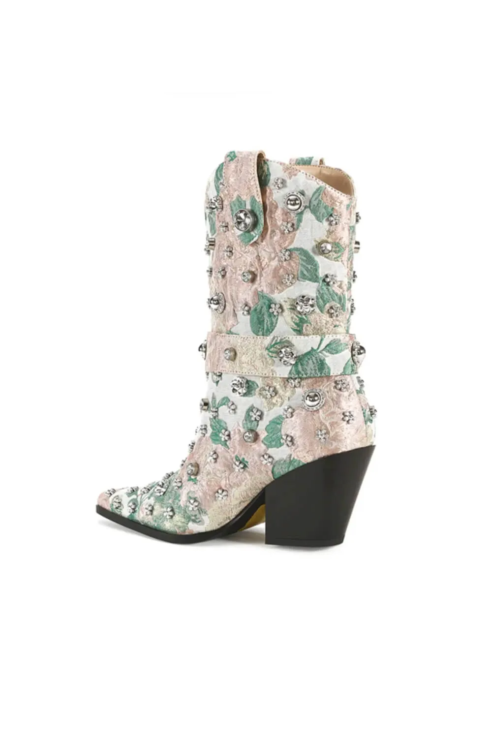Azalea Wang Diligent Floral Western Booties for Women in Blush | DILIGENT-BLUSH sold by Glik’s product image thumbnail 5
