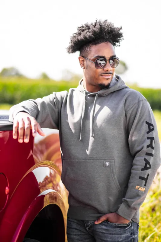 Ariat Rebar Graphic Hoodie for Men in Dark Grey Heather | 10051976-GREYHEATHER sold by Glik’s