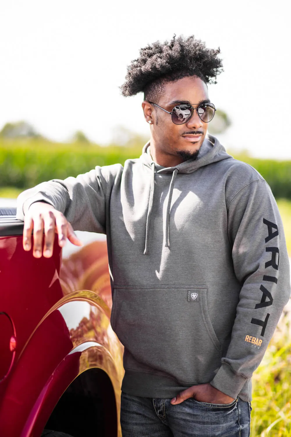 Ariat Rebar Graphic Hoodie for Men in Dark Grey Heather | 10051976-GREYHEATHER sold by Glik’s