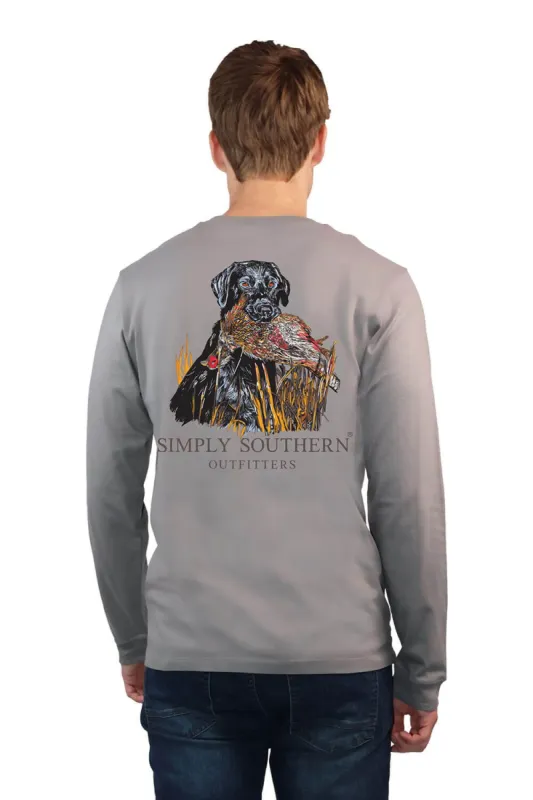 Simply Southern Long Sleeve Hunt Lab Duck T-Shirt for Men in Grey | ULS-HUNT-TIN sold by Glik’s