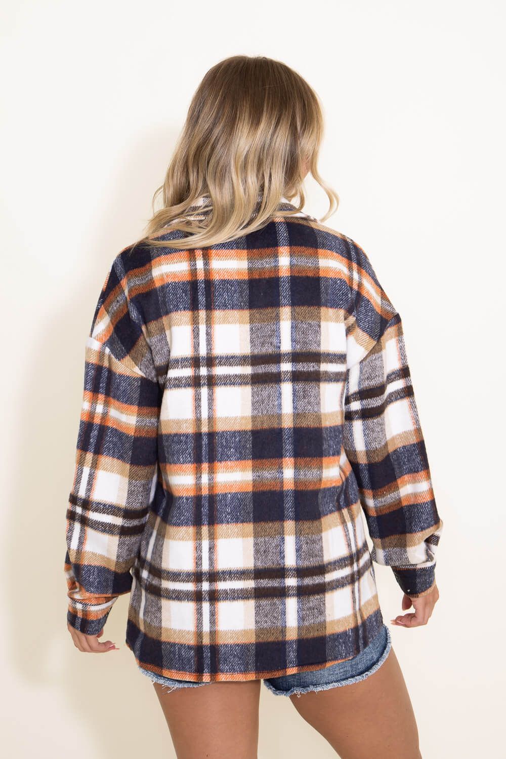 Plaid Oversized Shacket for Women in Taupe | NJ5727-TPE sold by Glik’s product image thumbnail 3