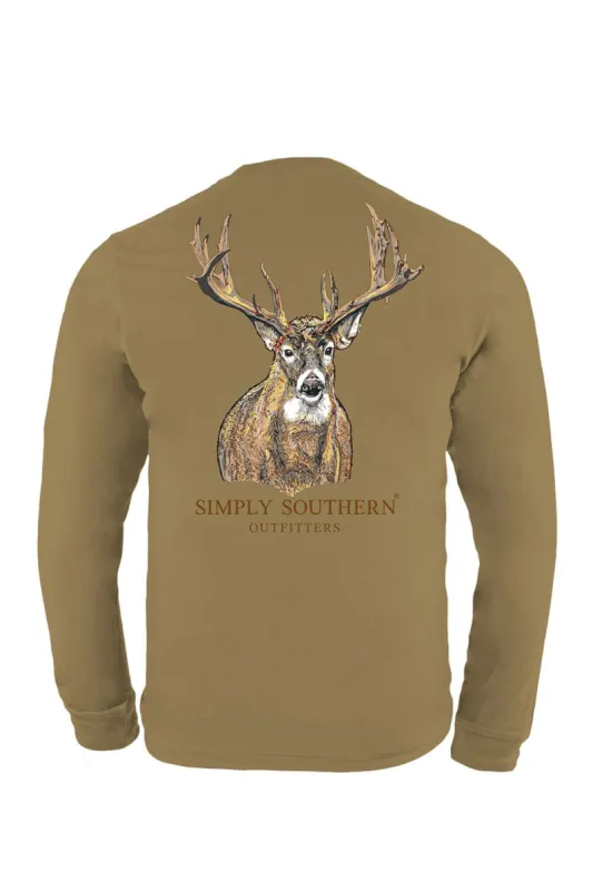 Simply Southern XXL Long Sleeve Deer T-Shirt for Men in Brown | ULS-DEER-TUPELO-XXL sold by Glik’s