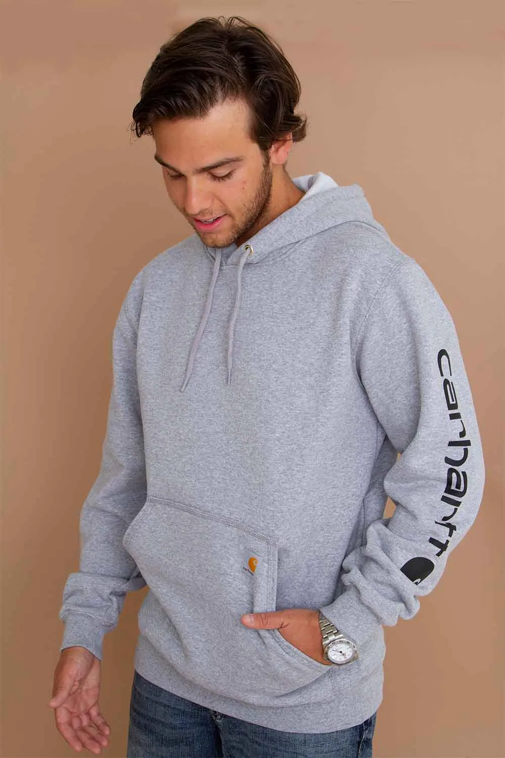 Carhartt Logo Sleeve Graphic Hoodie for Men in Heather Grey | K288-E20 sold by Glik’s product image thumbnail 2
