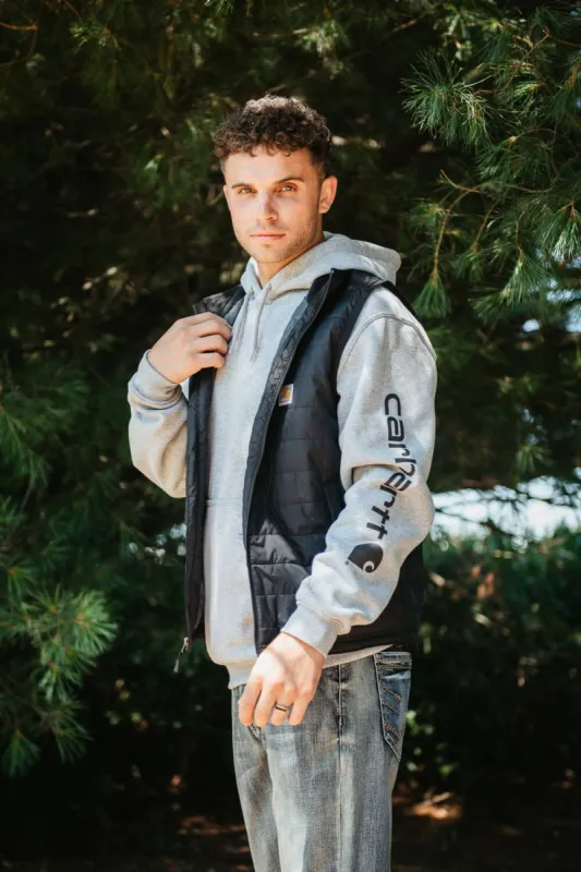 Carhartt Logo Sleeve Graphic Hoodie for Men in Heather Grey | K288-E20 sold by Glik’s