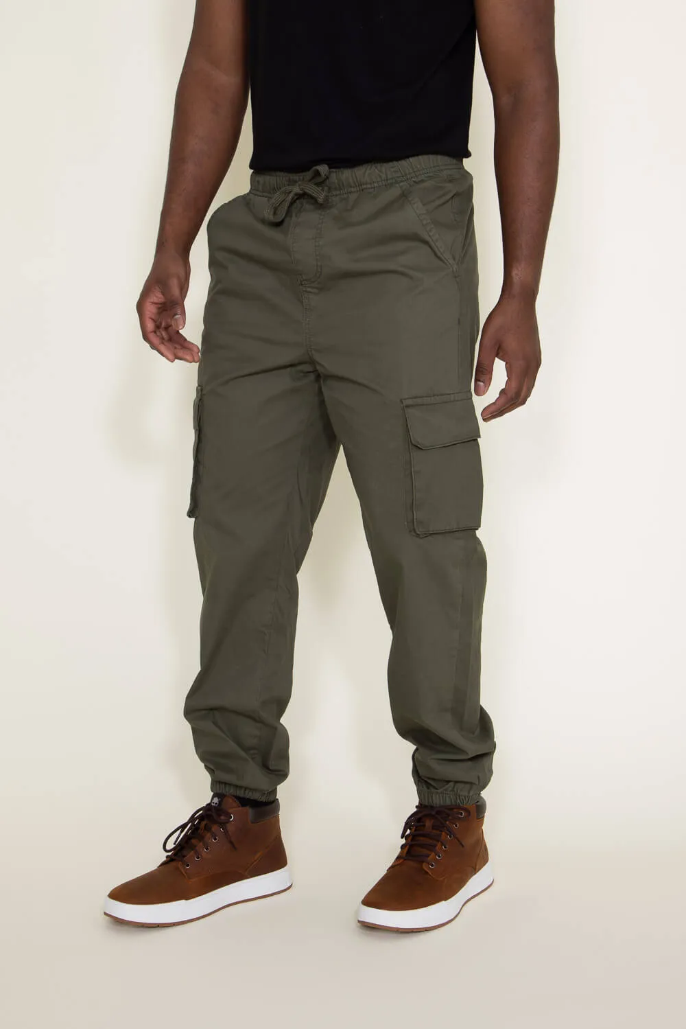 Twill Cargo Joggers for Men in Green | SB66-GRAVEL sold by Glik’s product image thumbnail 3