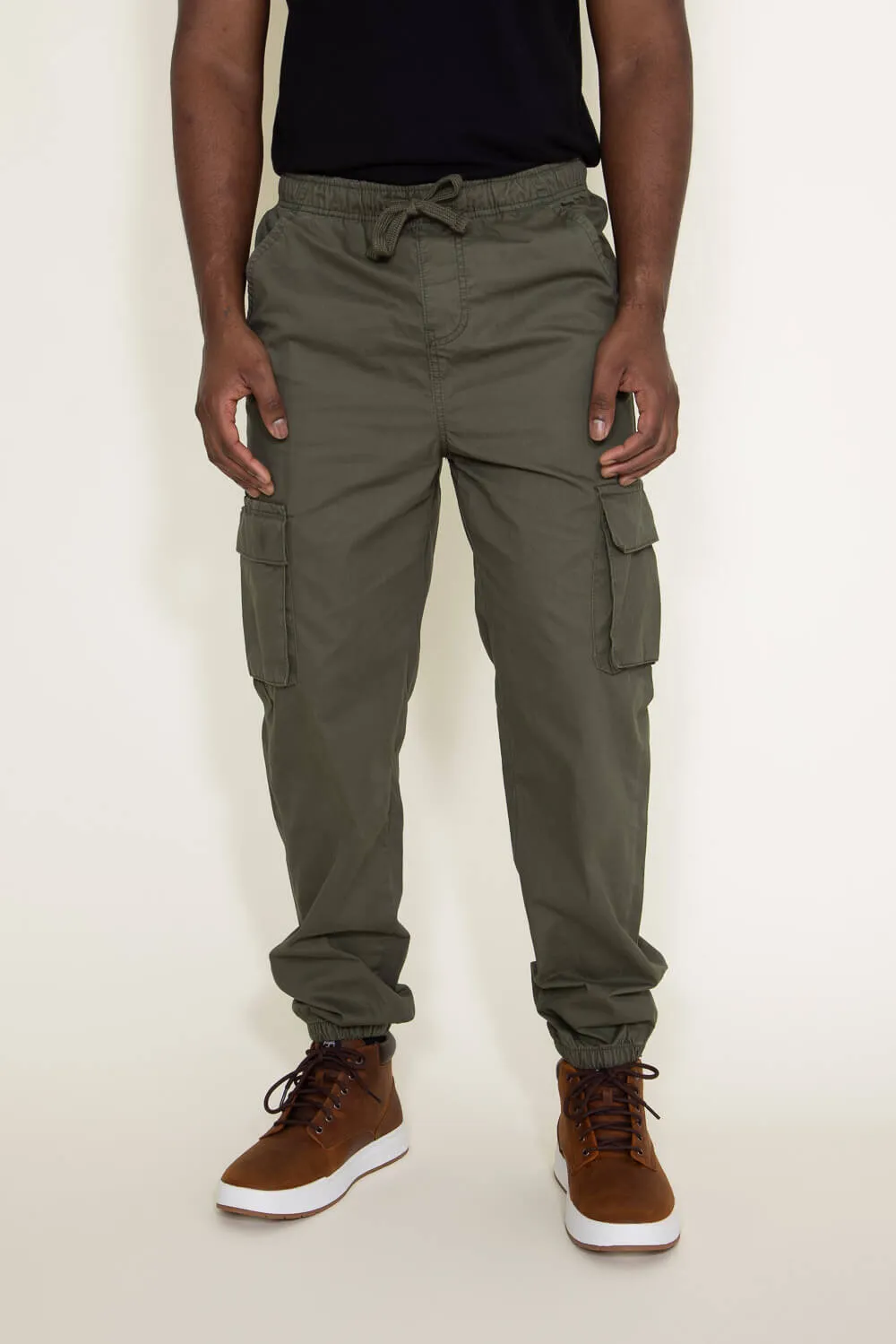 Twill Cargo Joggers for Men in Green | SB66-GRAVEL sold by Glik’s