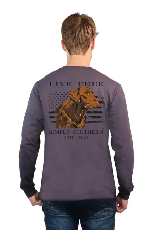 Simply Southern Long Sleeve Brown Dog T-Shirt for Men in Grey | ULS-BROWNDOG-ROCK sold by Glik’s