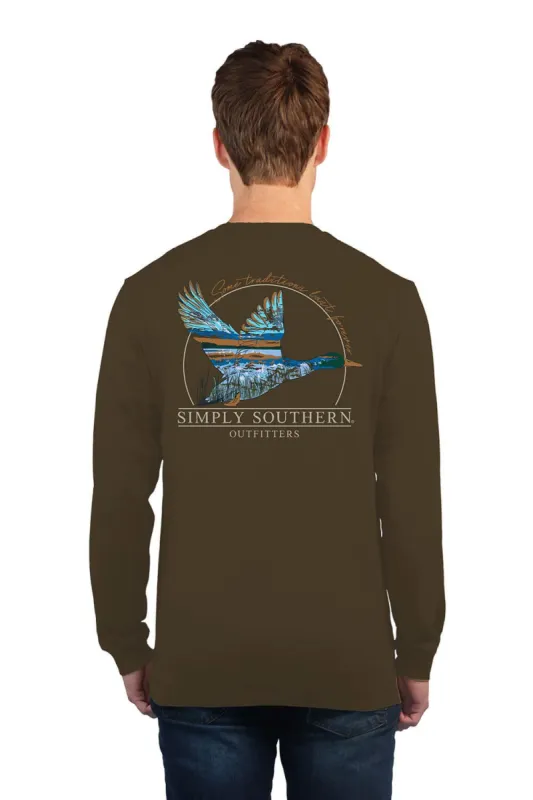 Simply Southern Long Sleeve Duck T-Shirt for Men in Green | ULS-DUCK-UMBER sold by Glik’s