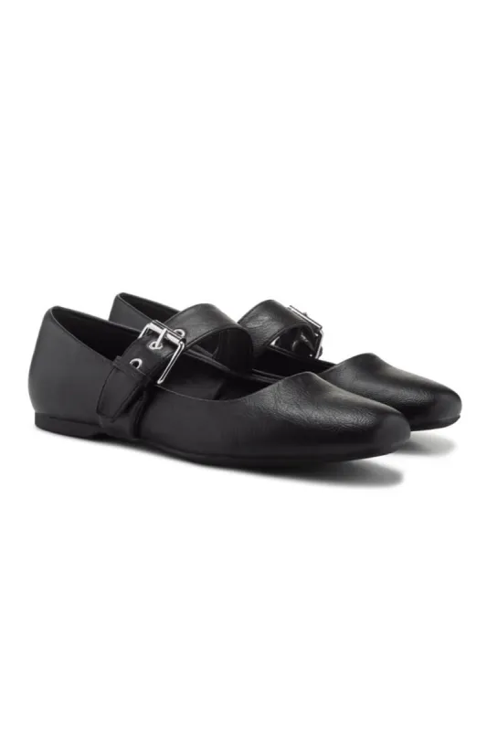 DV Dolce Vita Mellie Buckle Flats for Women in Black | MELLIE-BLACK sold by Glik’s