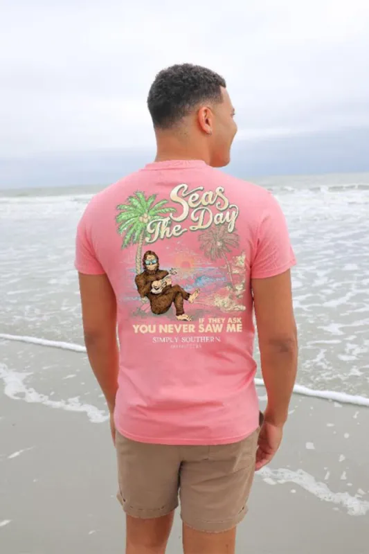 Simply Southern Seas The Day T-Shirt for Men in Pink | MN-SS-SEAS-COCKTAIL-S sold by Glik’s