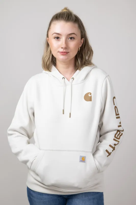 Carhartt Logo Sleeve Midweight Hoodie for Women in White | 102791-W24 sold by Glik’s