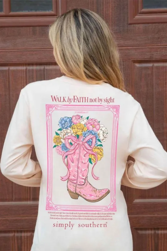 Simply Southern Long Sleeve Walk By Faith T-Shirt for Women in Whisper | LS-WALK-WHISPER sold by Glik’s