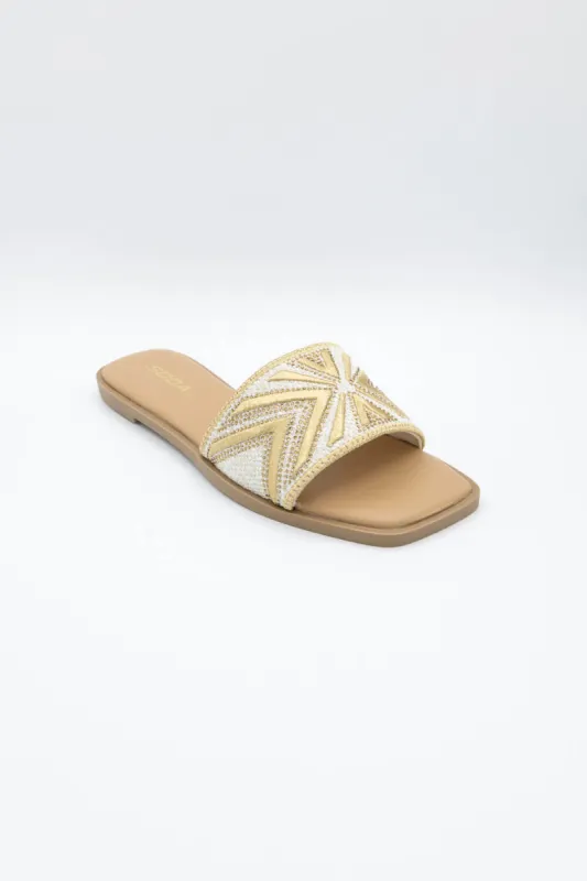 Soda Yikim Slide Sandals for Women in Bronze | YAKIM-S BRONZE sold by Glik’s