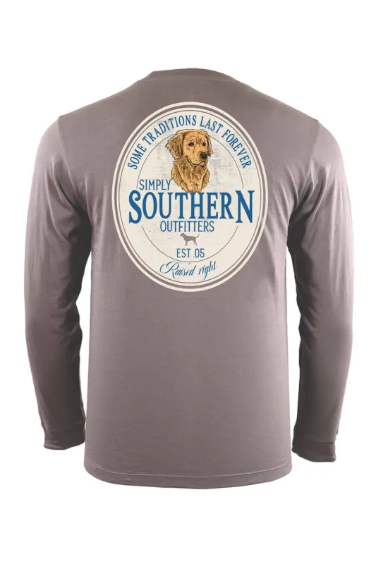 Simply Southern XXL Long Sleeve Golden Retriever T-Shirt for Men in Grey | ULS-GOLDENRTRV-TIN-XXL sold by Glik’s
